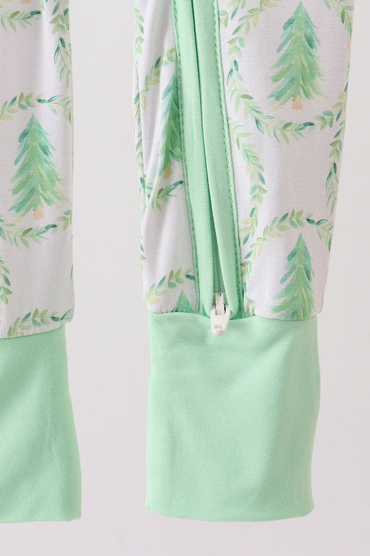 Mint Green Christmas Tree Bamboo Pajamas