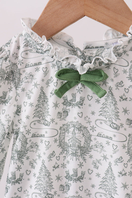 Christmas Tree One-Piece with Bow