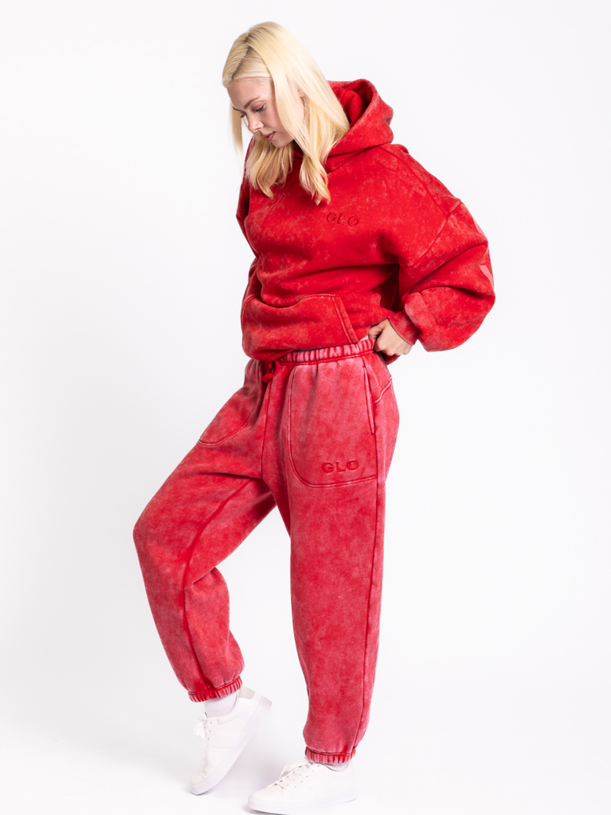 GLO Kingdom Essential Hoodie - Snow Wash - True Red
