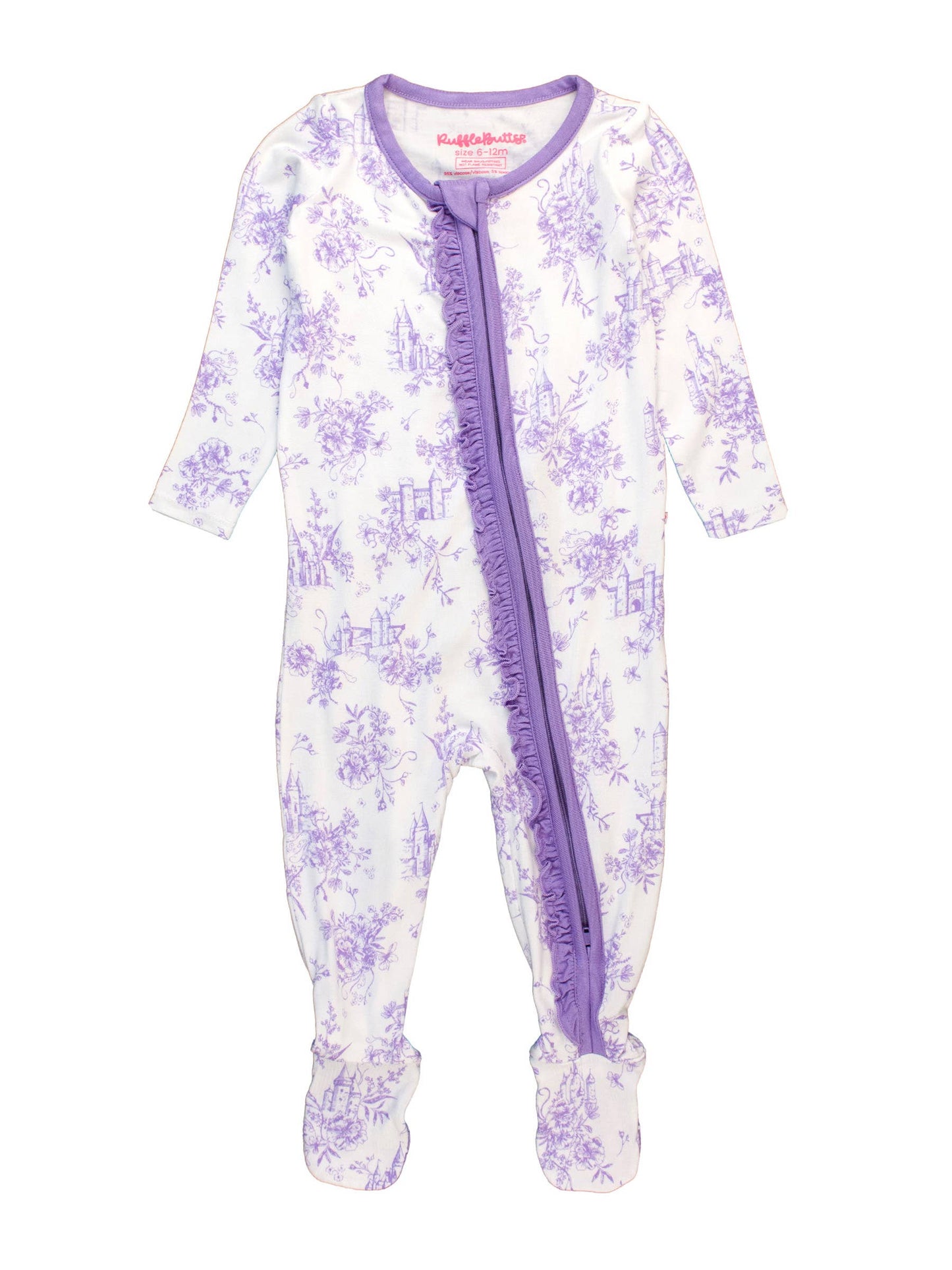 Baby Princess Castle Toile Footed Ruffle Pajama