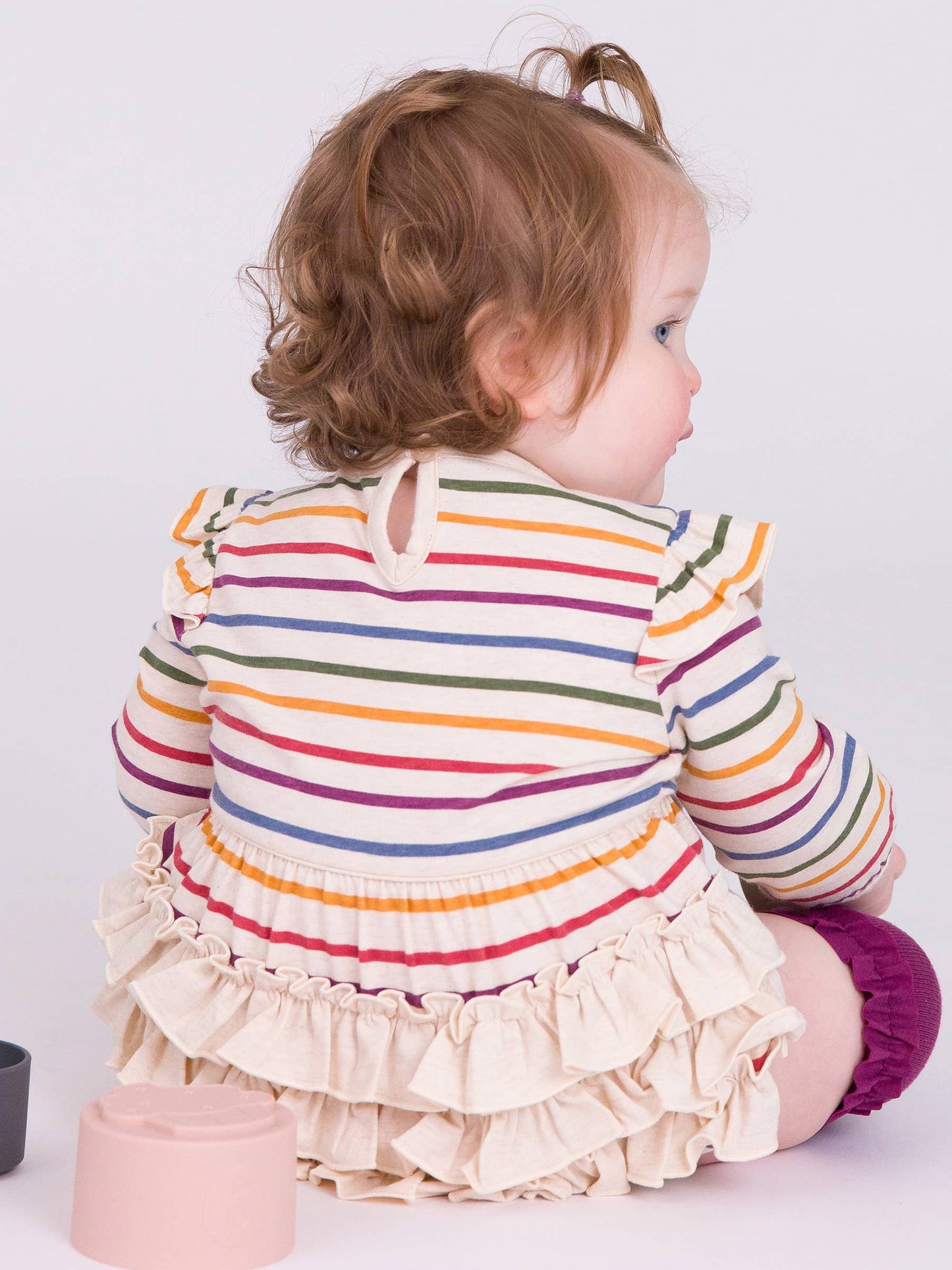 Countryside Rainbow Stripe Knit Bubble Romper