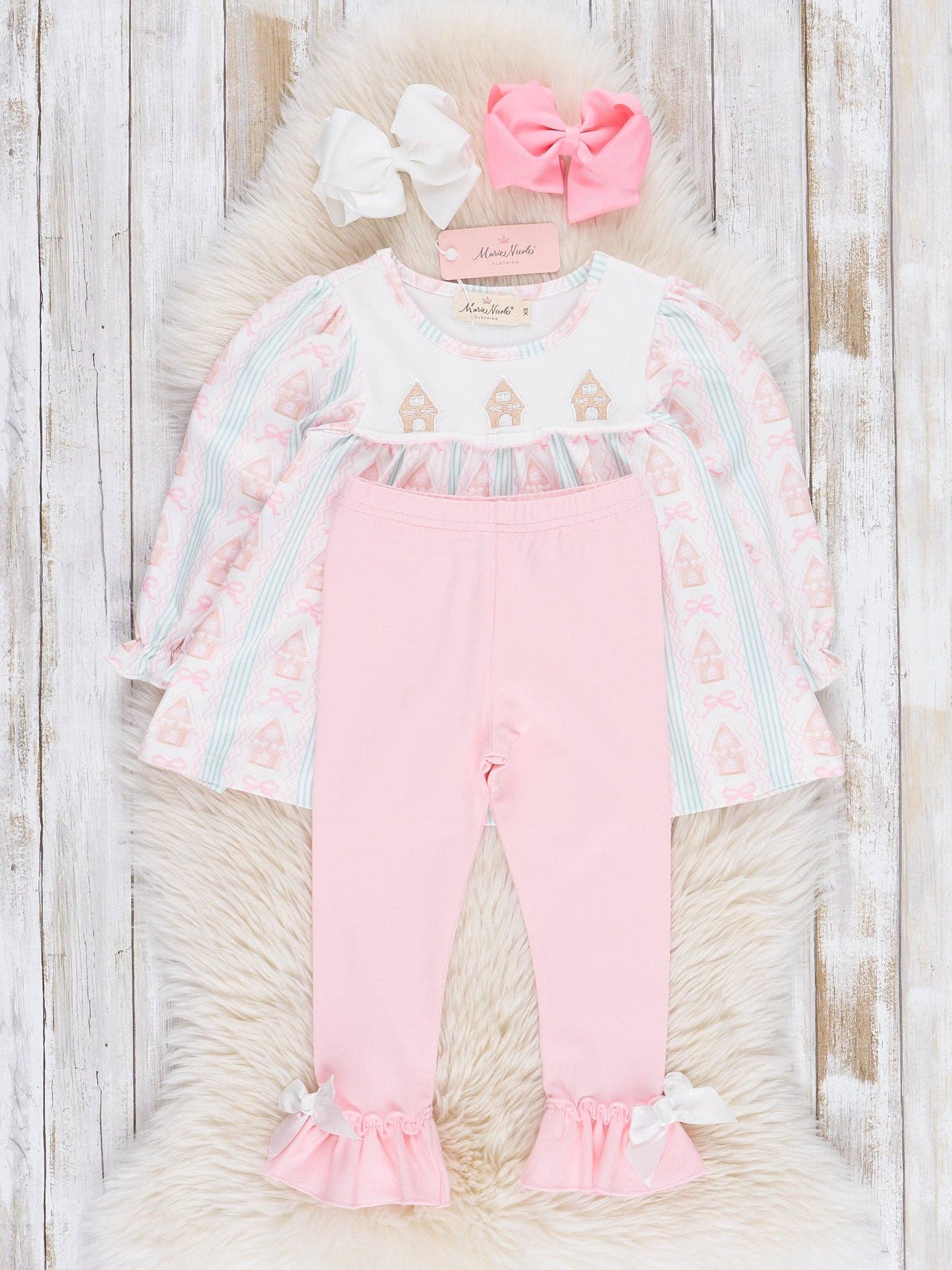 Pink Gingerbread House Ruffle Outfit