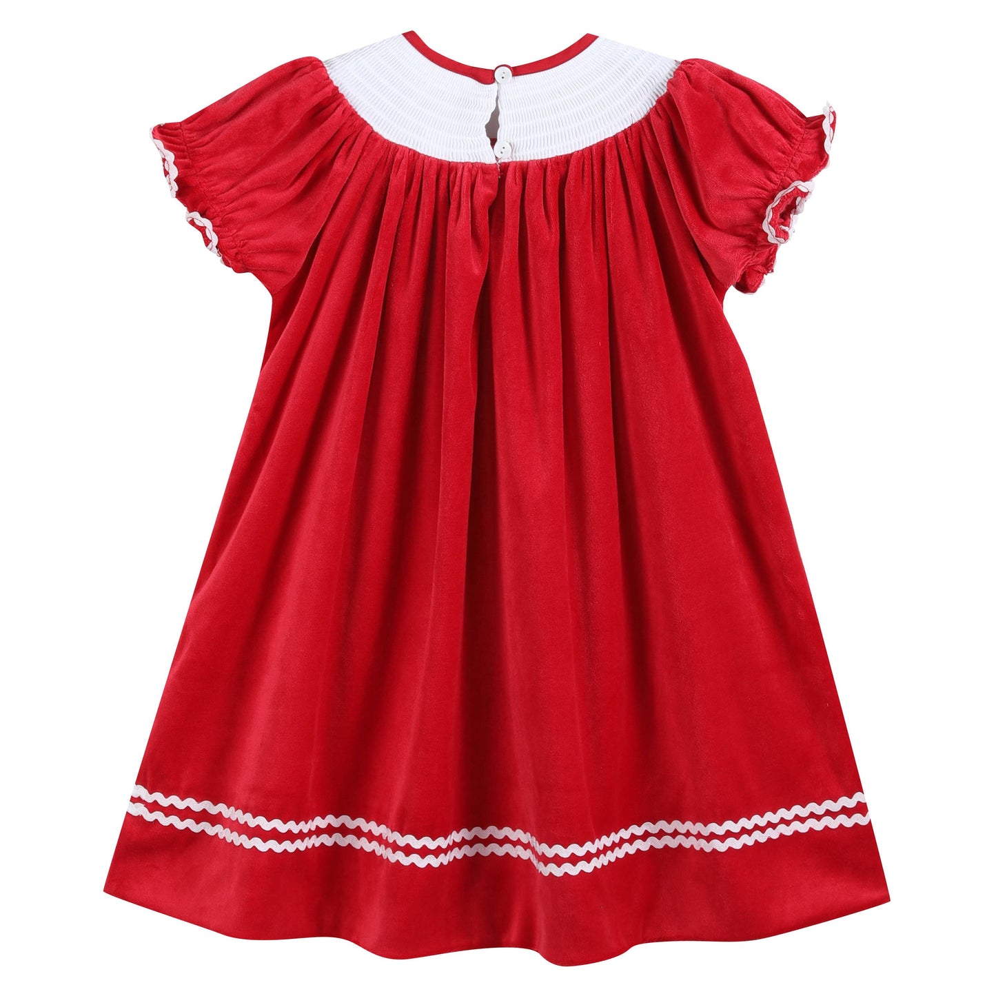 Red Nativity Smocked Bishop Dress