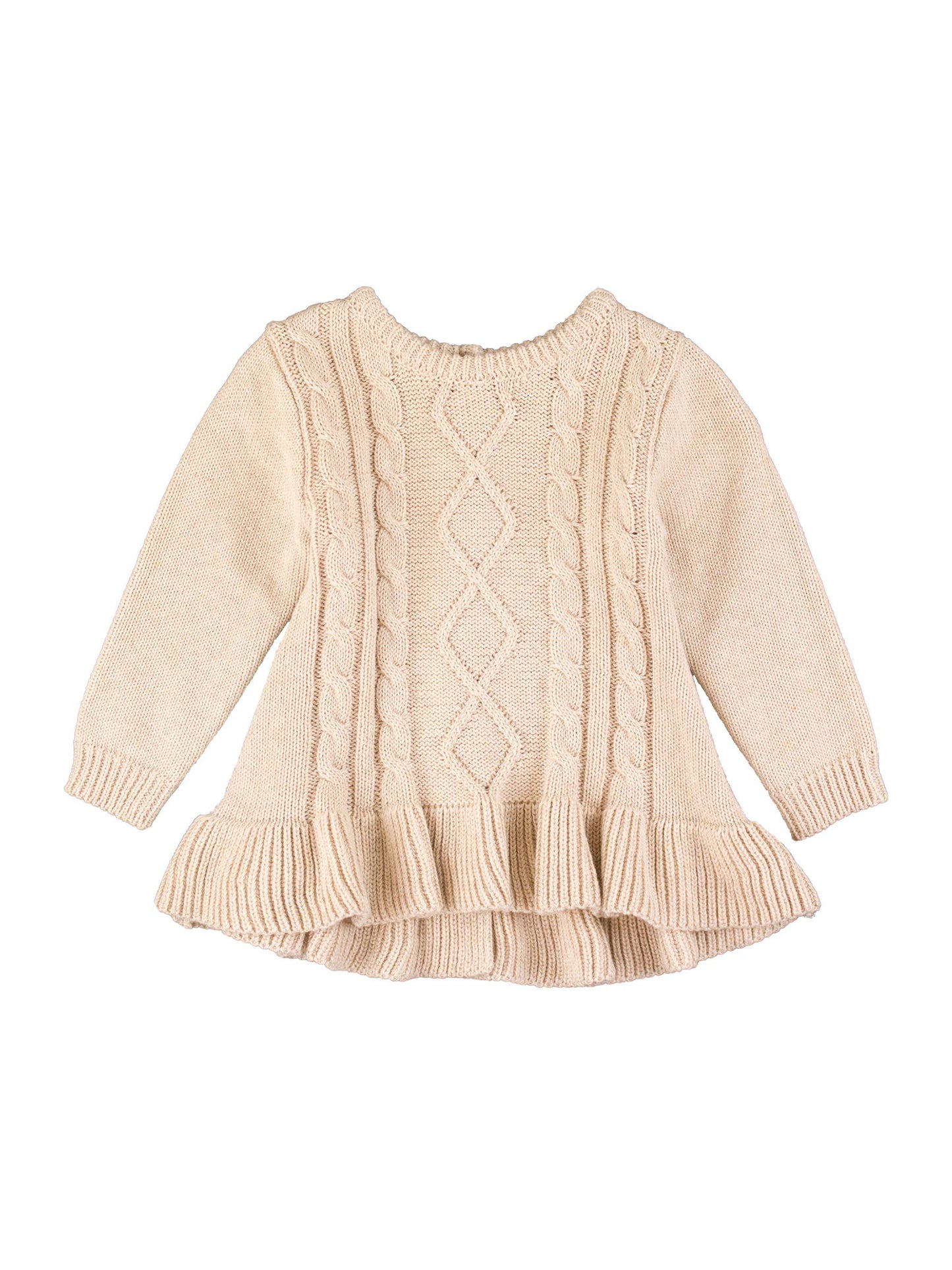 Ruffle Hem Cable Knit Sweater